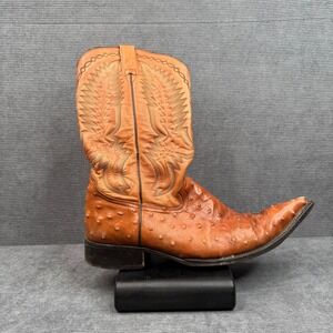 Forastero Mens Ostrich Quill Western Cowboy Boots Cognac Brown Pointed Toe Sz 9‎